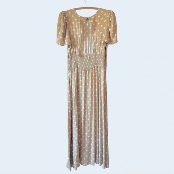 AFRM x Nordstrom Jamie Sand Polka Dot Open Back Short Sleeve Dress (M) - Picture 3 of 8